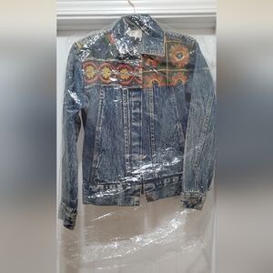 Vintage Boho Style Denim Jacket with Colorful Embroidery